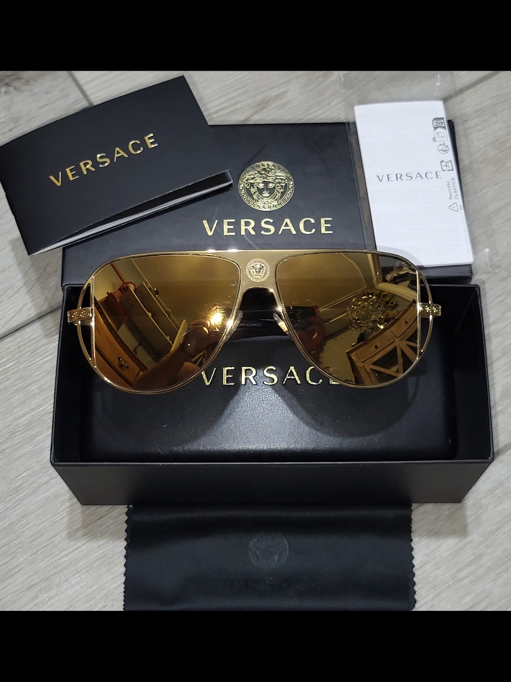 ✨️ Versace Men’s Custom Gold Aviator Sunglasses
